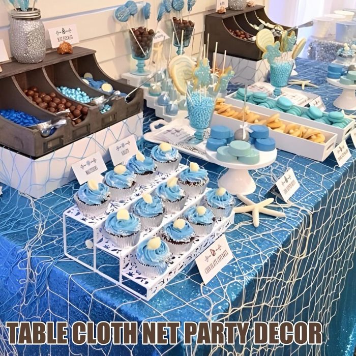 Fish Net Decorations for Party, 2mm Natural Cotton Hawaiian Party Fish Net Decorative, Nautical Themed Cotton Fishnet Room Under The Sea Ocean Beach Party Decor (1) - Image 5