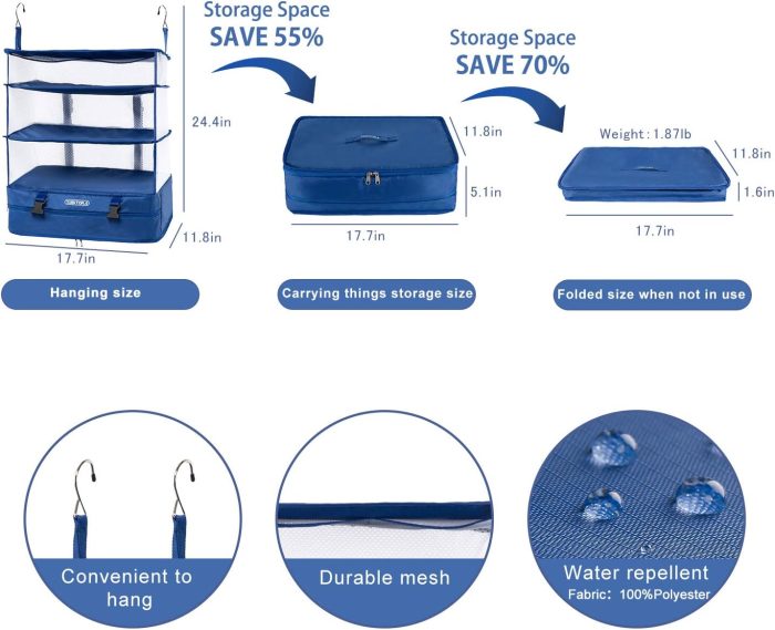 Portable Hanging Travel Shelves Bag Packing Cube Organizer Suitcase Storage Large Capacity - Image 3