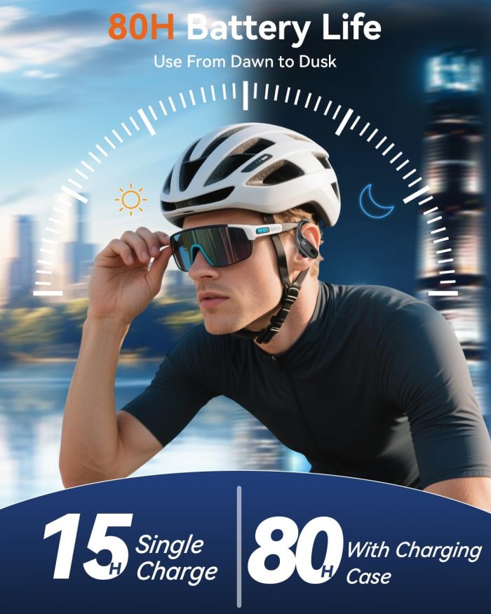 Wireless Earbuds, Sports Bluetooth 5.4 Headphones, Ear Buds with ENC Noise Canceling Mic, 80Hr Playtime Earphones, Palm-Sized, LED Power Display, IPX7 Waterproof Headset for Workout Running, Black - Image 3